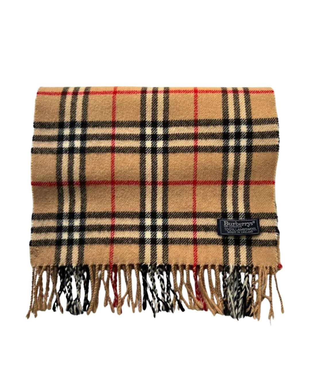 BURBERRY Коричневый шерстяной шарф, фото 1