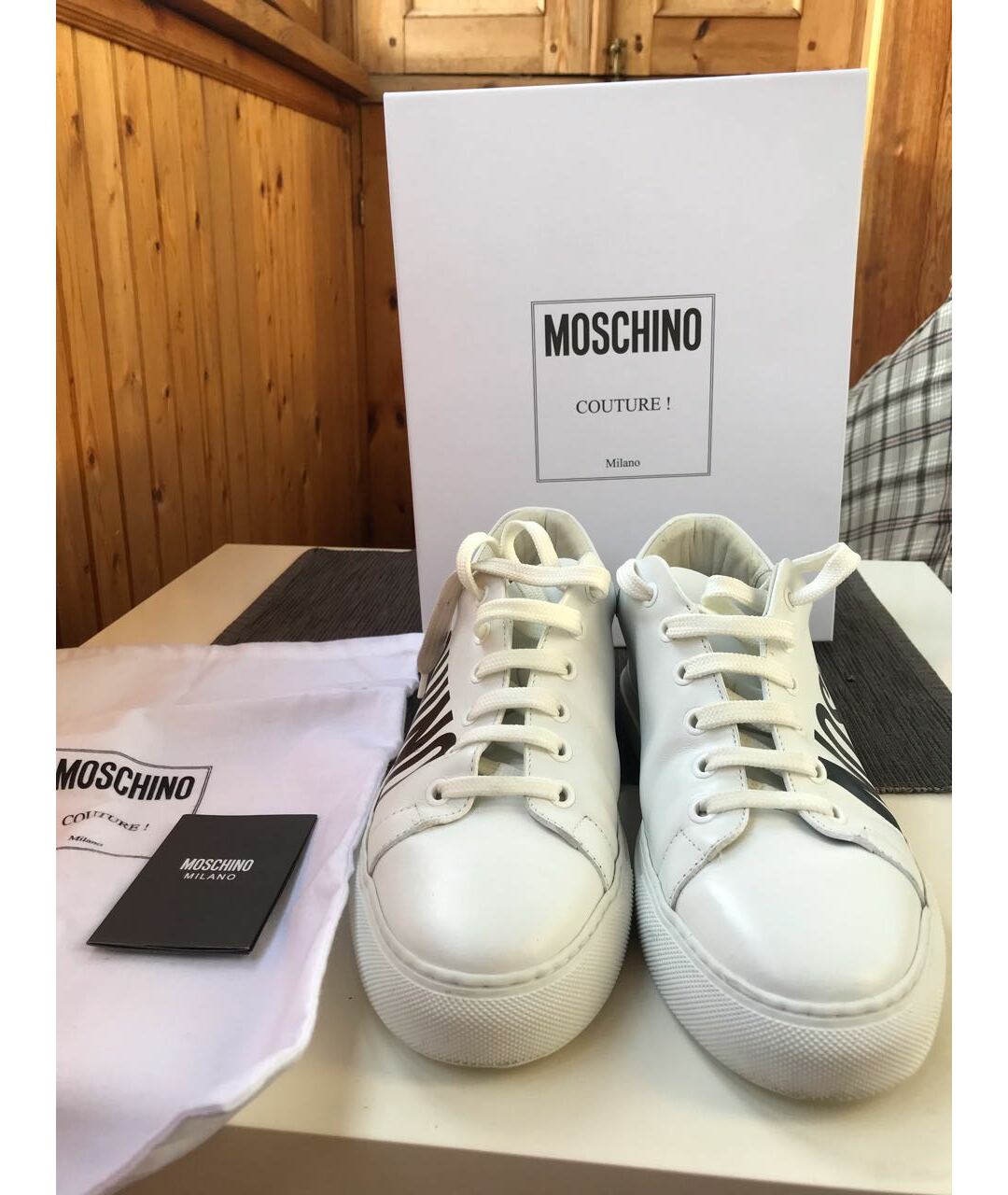 MOSCHINO Белые кожаные кеды, фото 2