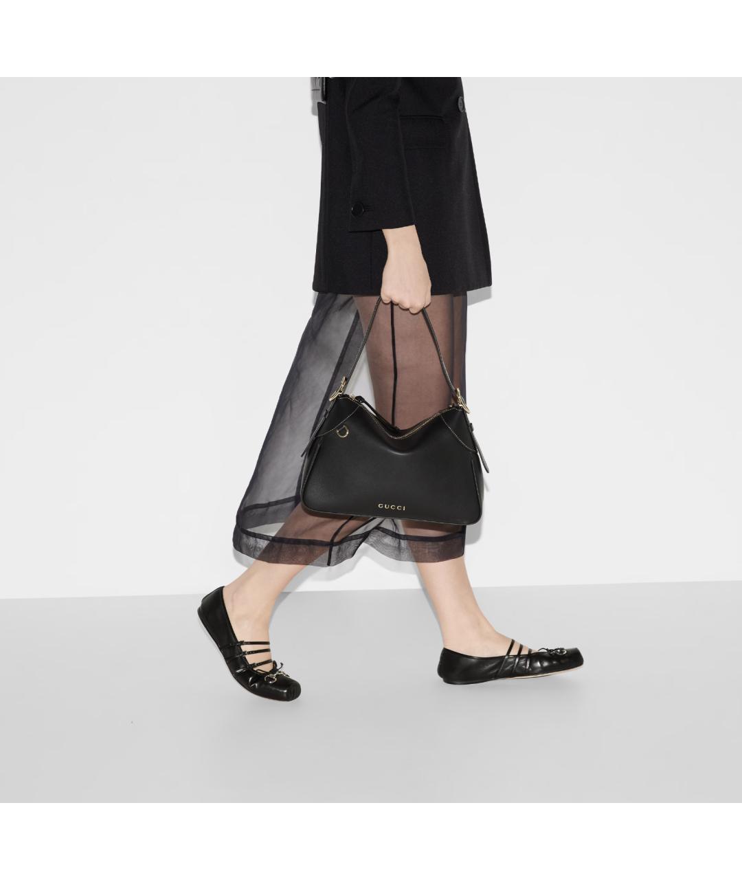 GUCCI Черная кожаная сумка через плечо, фото 4