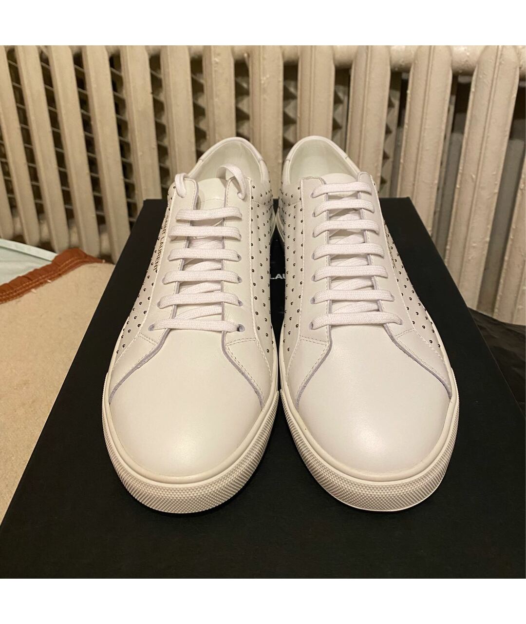 SAINT LAURENT Белые кожаные низкие кроссовки / кеды, фото 2