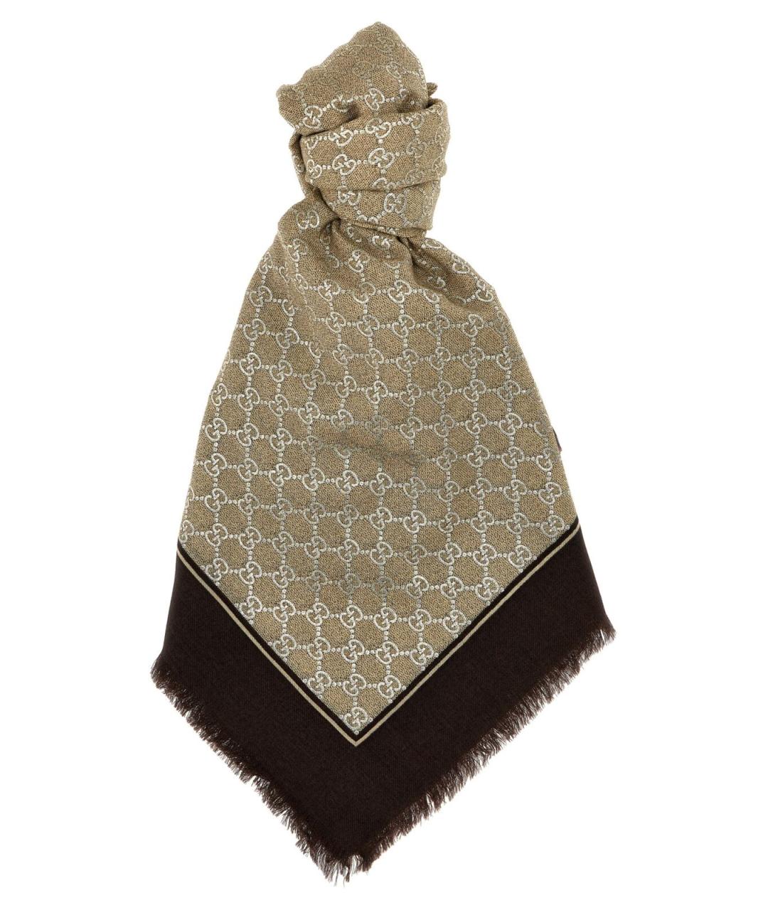 GUCCI Бежевый шерстяной шарф, фото 1