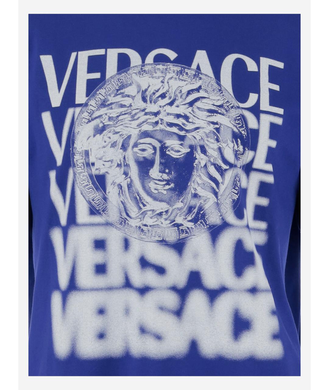 VERSACE Синяя хлопковая футболка, фото 3