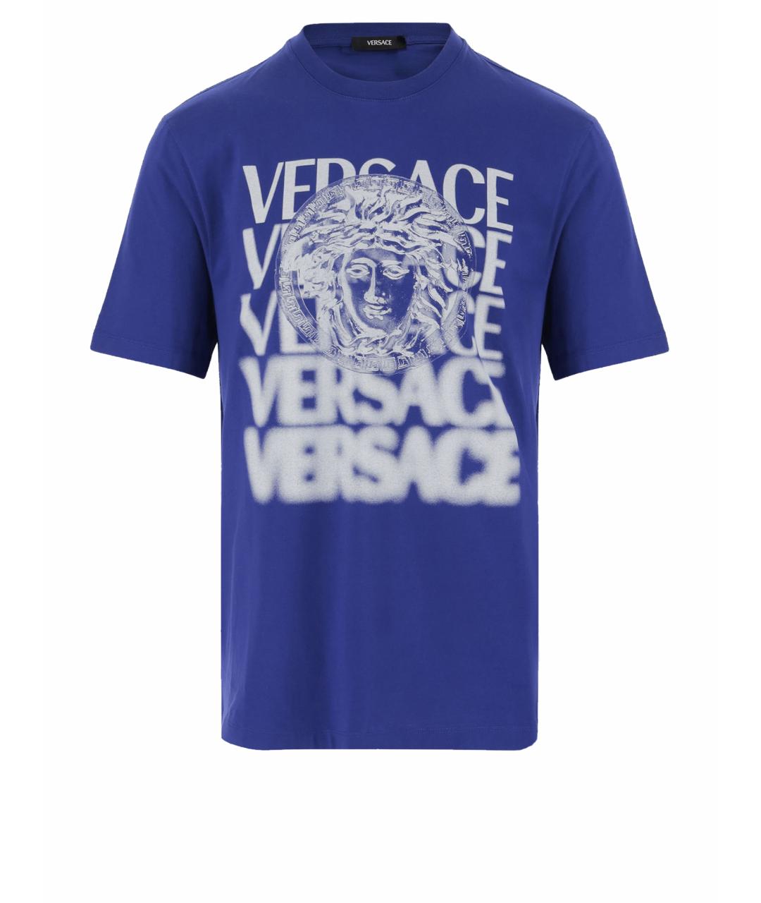 VERSACE Синяя хлопковая футболка, фото 1