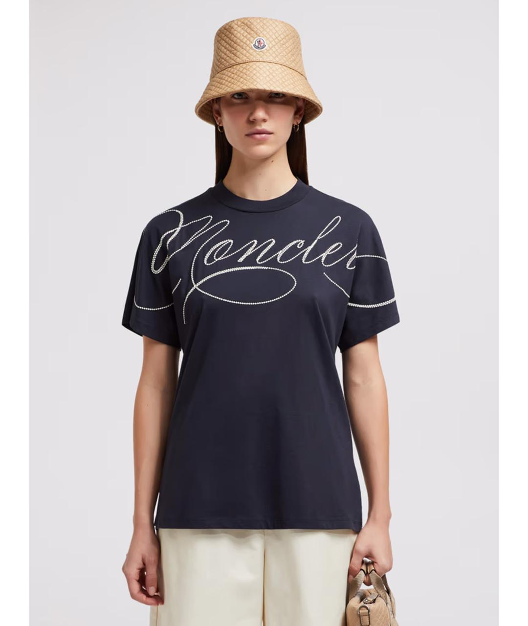 MONCLER Синяя хлопковая футболка, фото 2