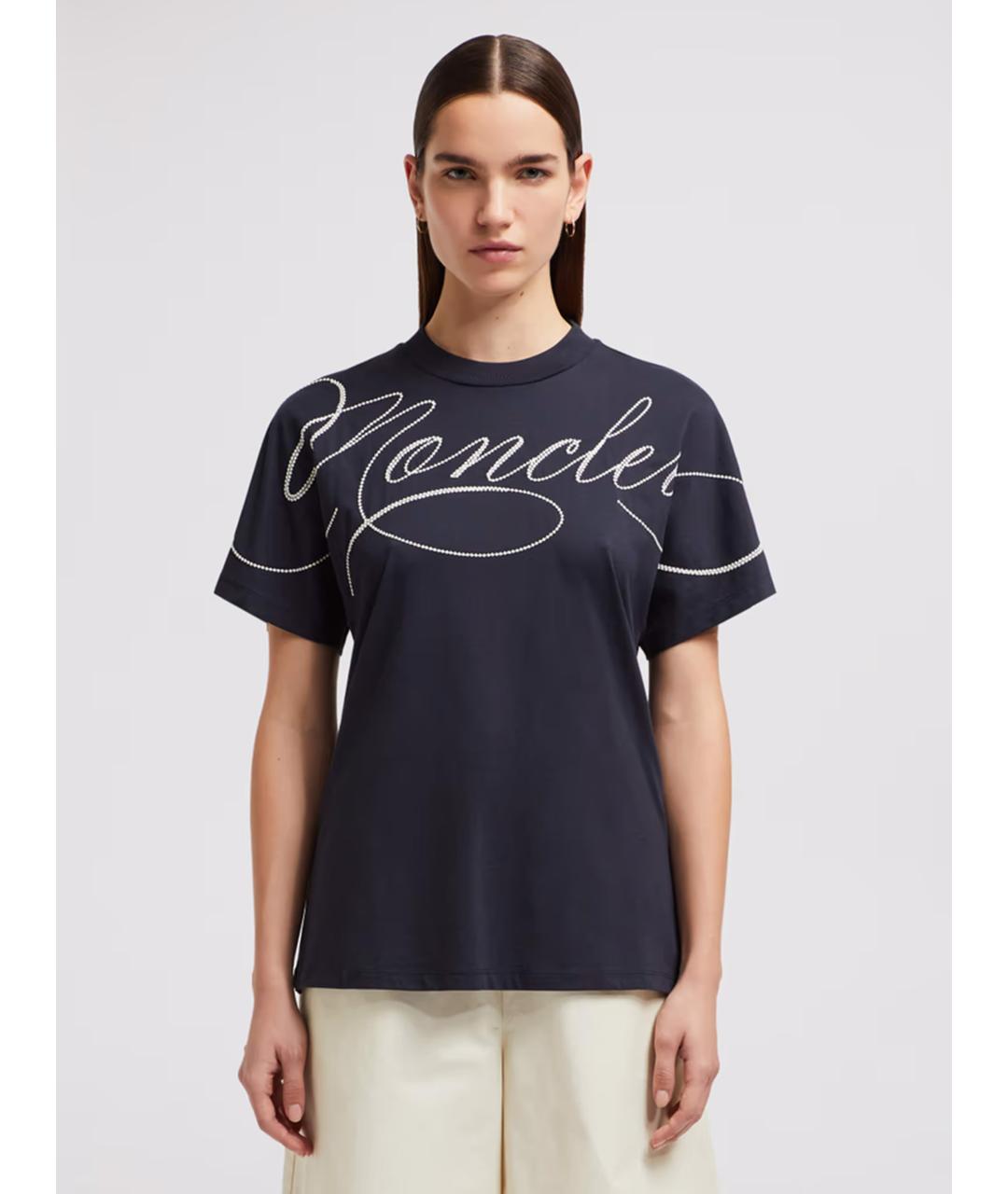 MONCLER Синяя хлопковая футболка, фото 3