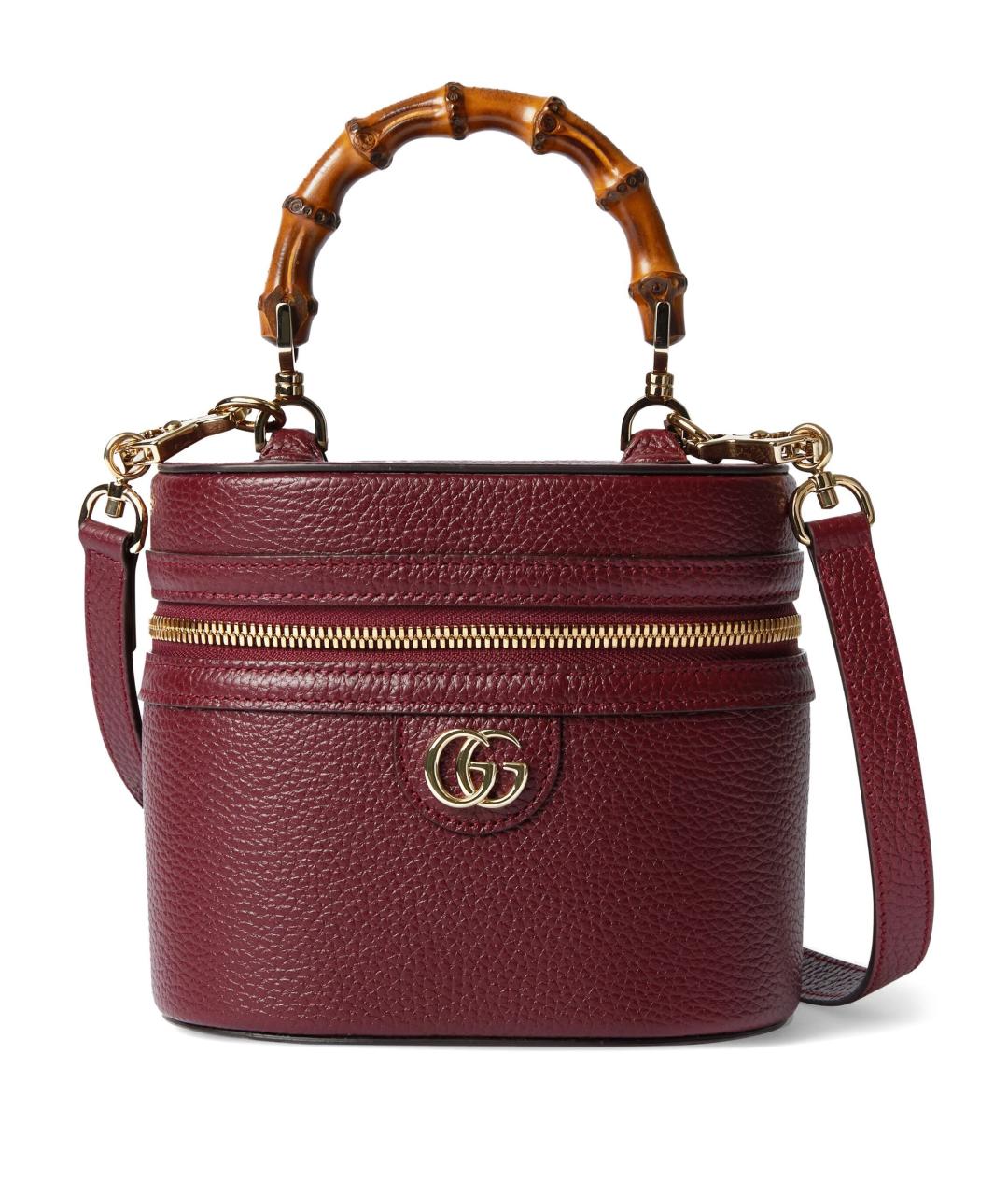 GUCCI Бордовая кожаная сумка через плечо, фото 1
