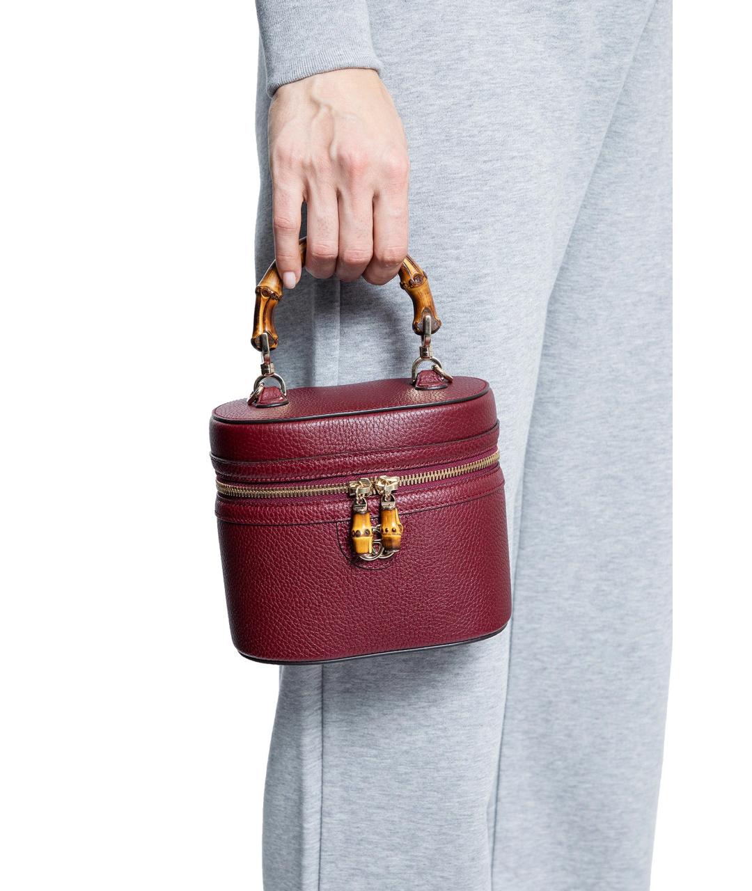 GUCCI Бордовая кожаная сумка через плечо, фото 2