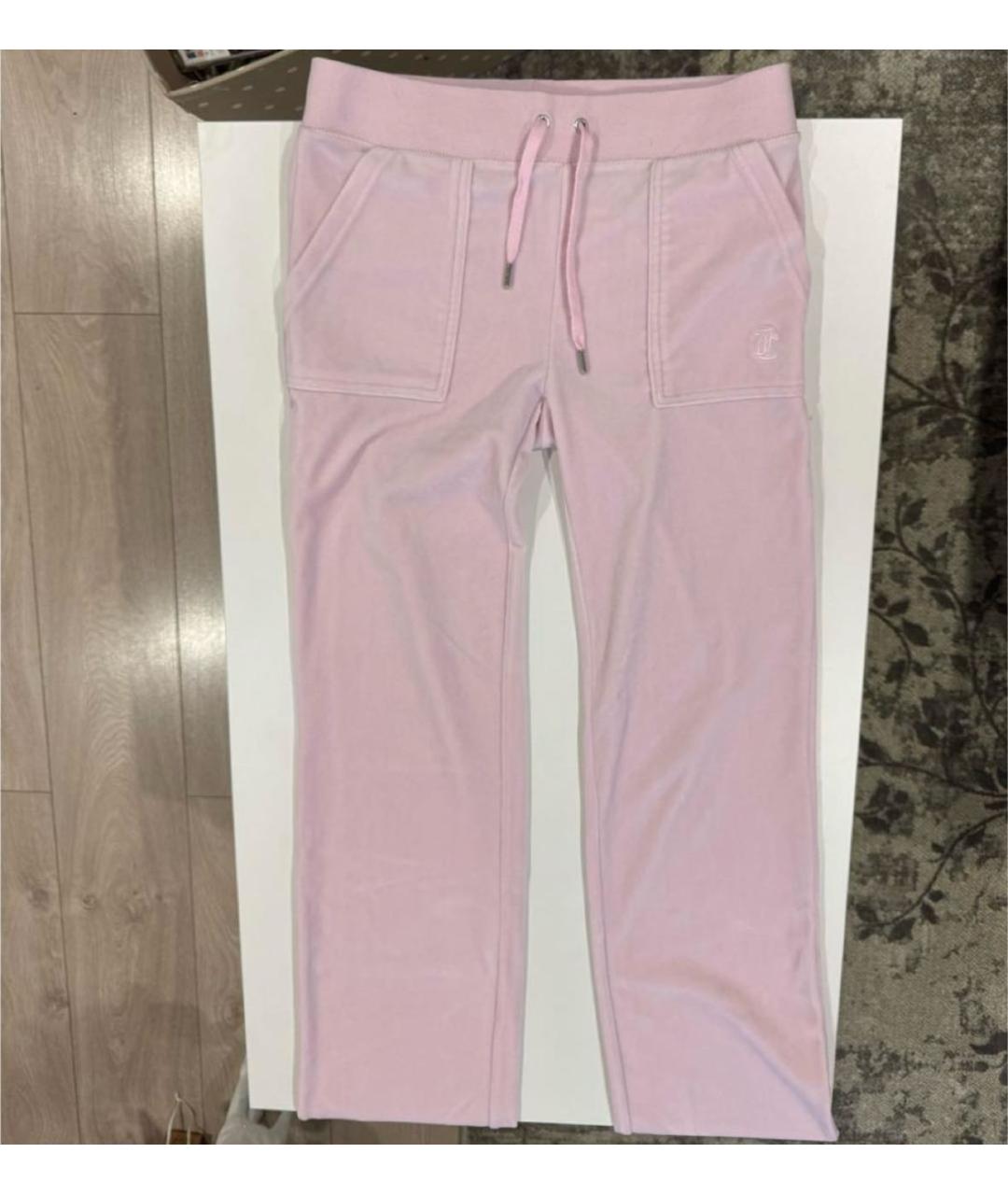 JUICY COUTURE Розовые велюровые прямые брюки, фото 5