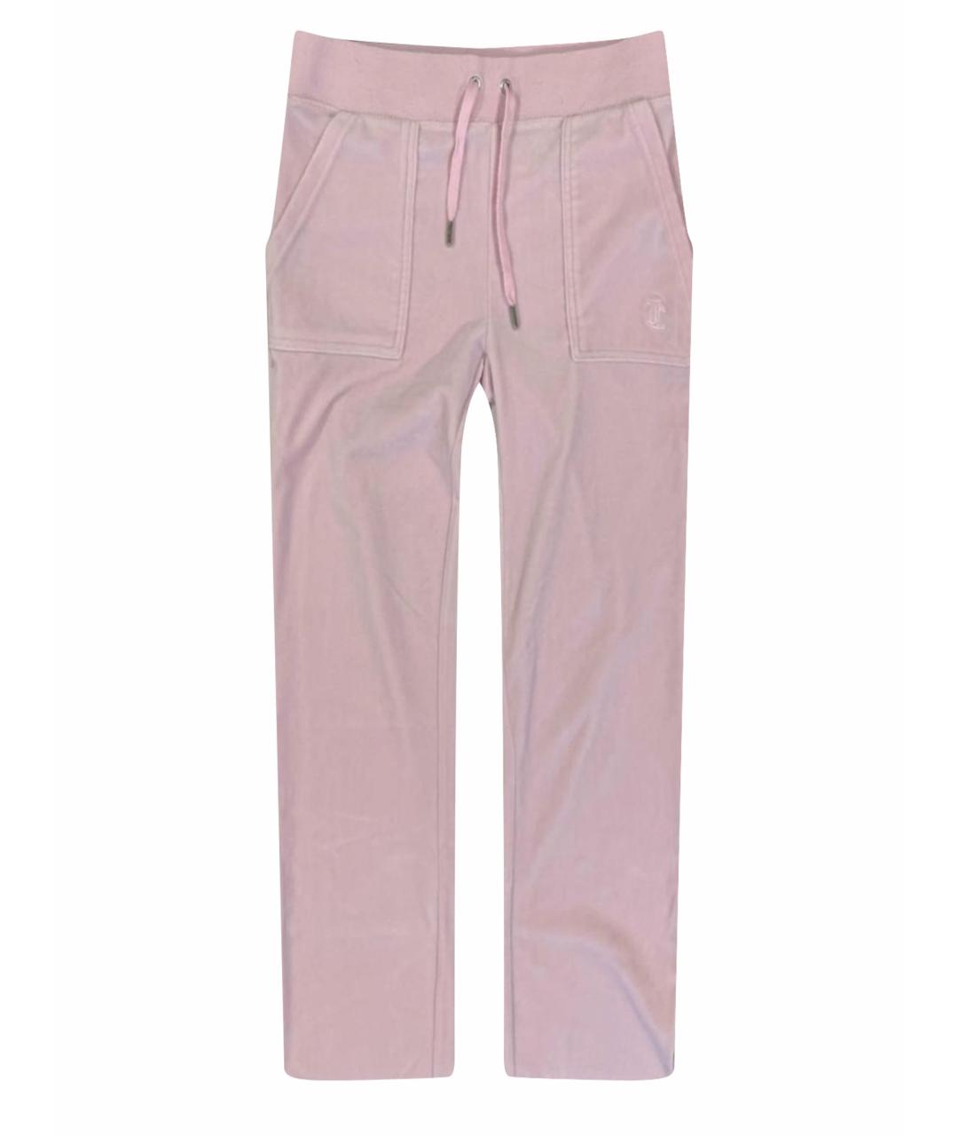 JUICY COUTURE Розовые велюровые прямые брюки, фото 1