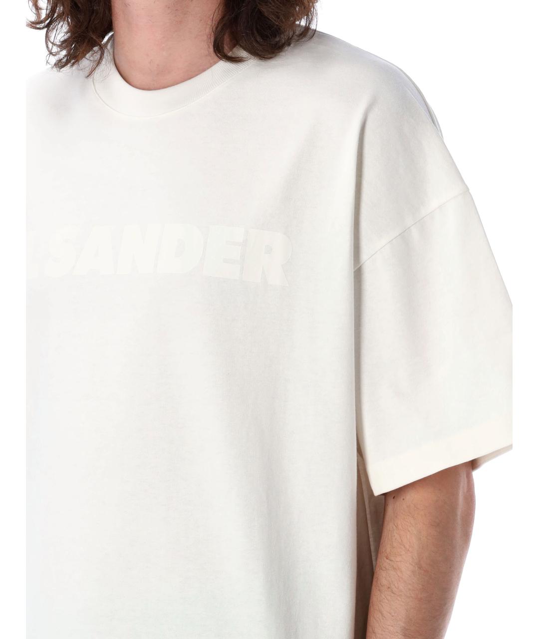 JIL SANDER Белая хлопковая футболка, фото 4