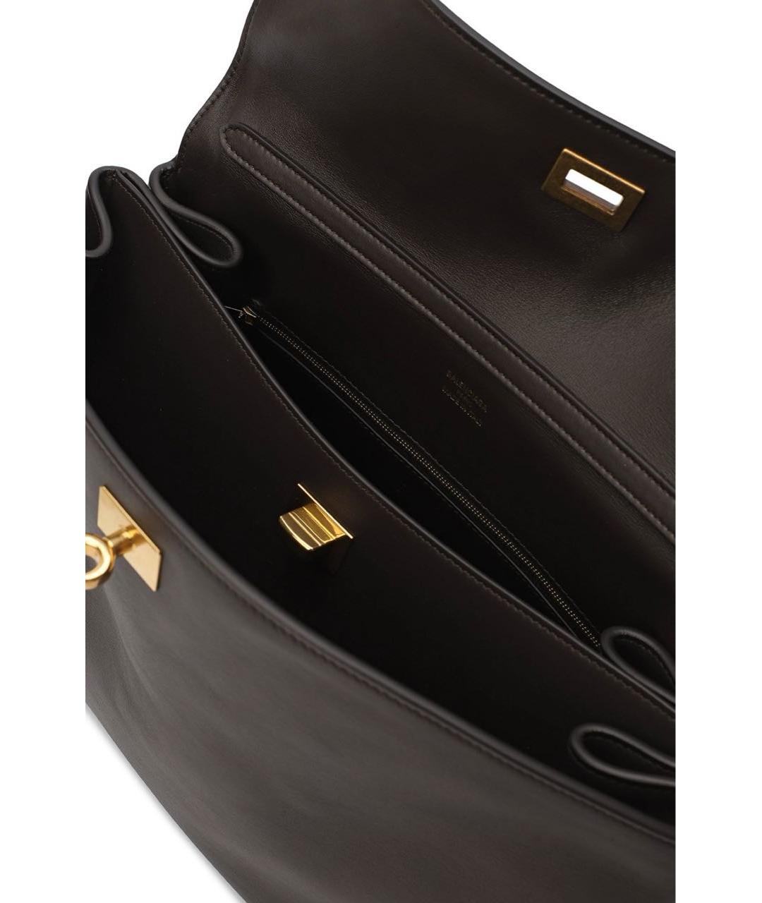 BALENCIAGA Коричневая кожаная сумка с короткими ручками, фото 3