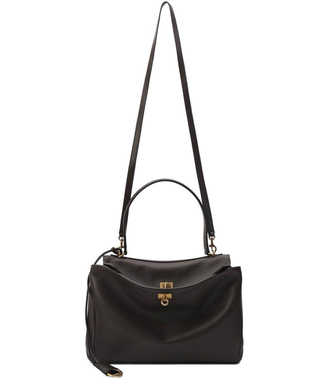 BALENCIAGA Коричневая кожаная сумка с короткими ручками, фото 1