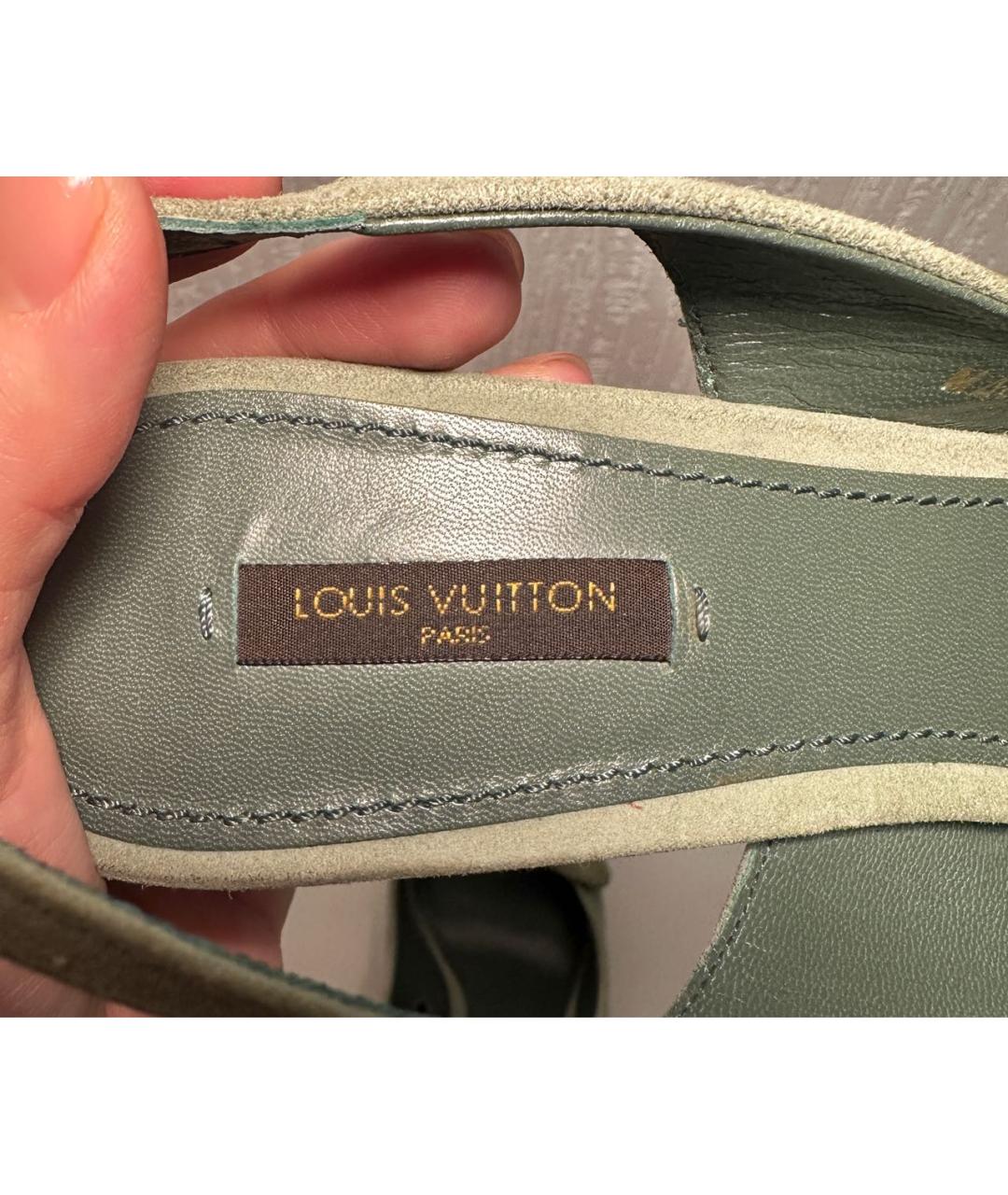 LOUIS VUITTON Хаки замшевые туфли, фото 3