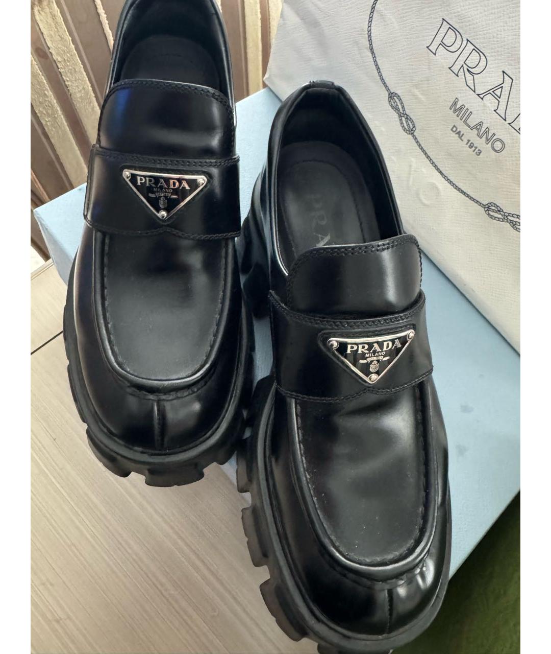 PRADA Черные кожаные лоферы, фото 2