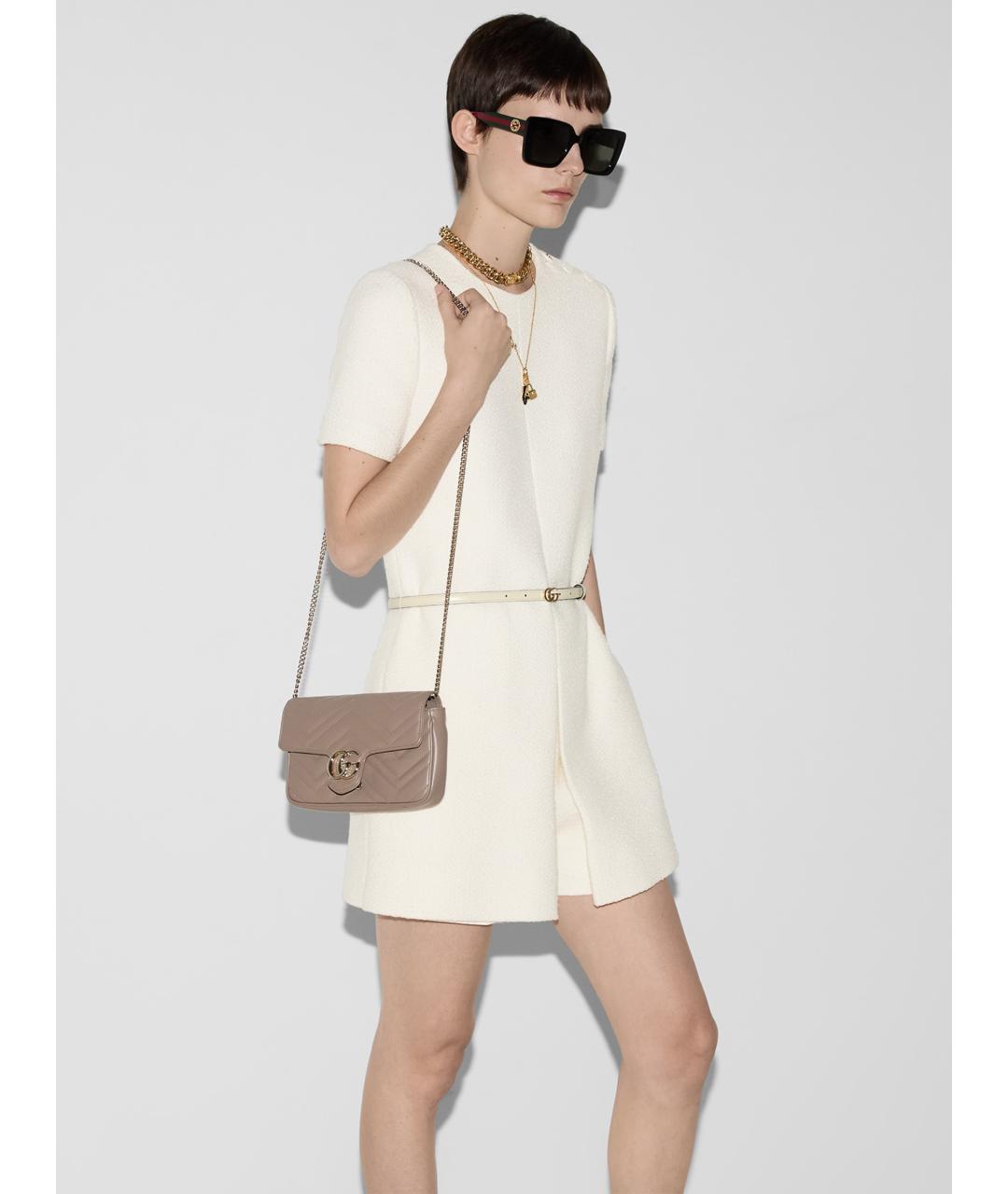 GUCCI Бежевая кожаная сумка через плечо, фото 2