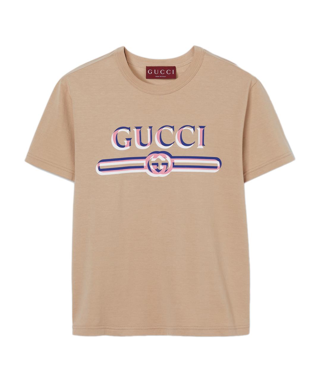 GUCCI Бежевая хлопковая футболка, фото 1