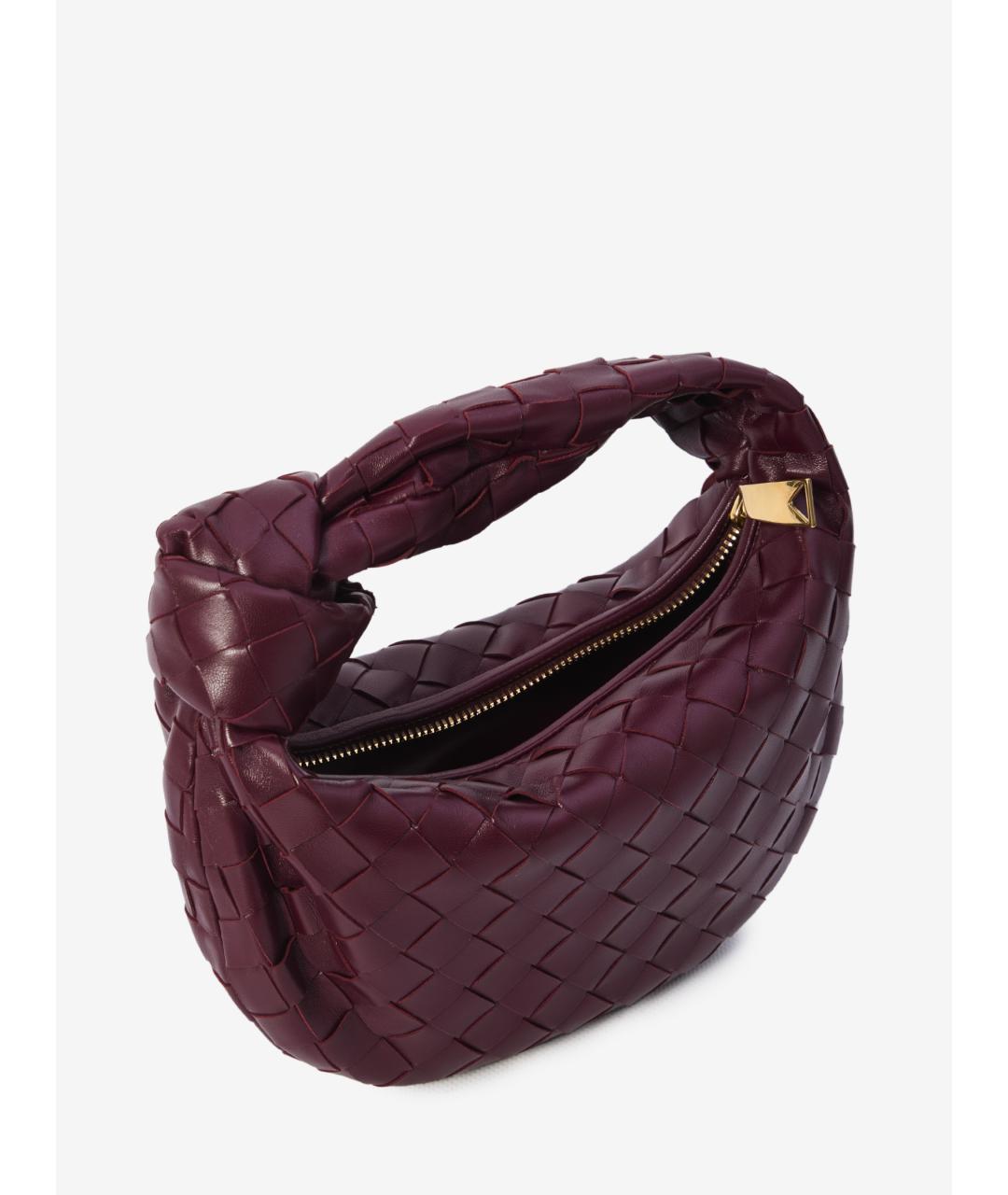 BOTTEGA VENETA Бордовая кожаная сумка с короткими ручками, фото 4
