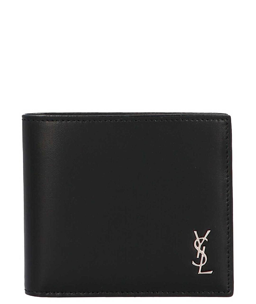 SAINT LAURENT Черный кожаный кошелек, фото 1