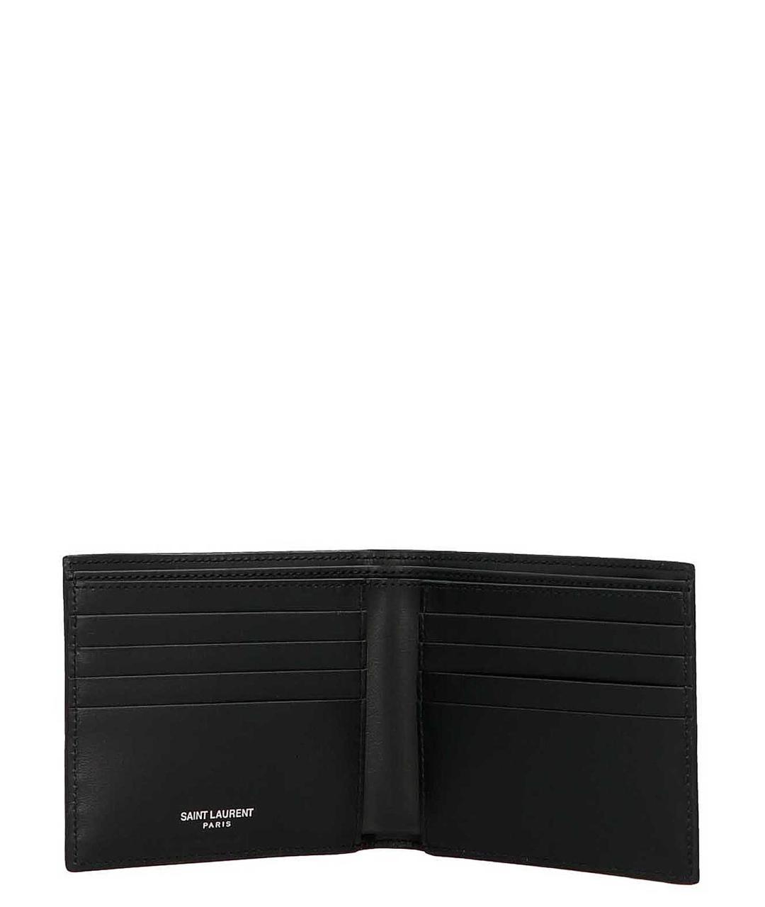 SAINT LAURENT Черный кожаный кошелек, фото 3