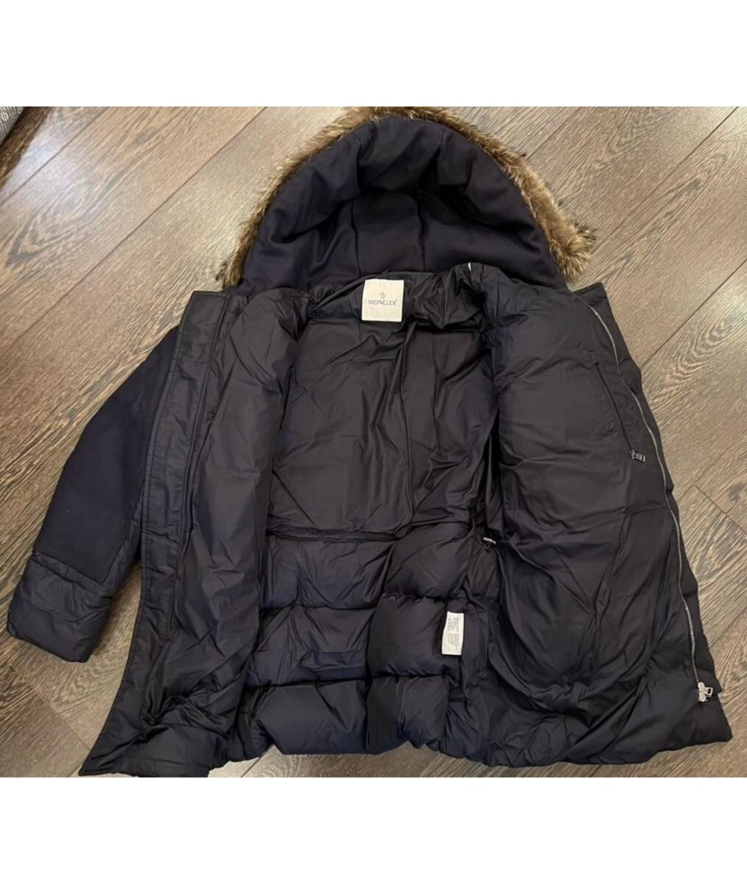 MONCLER Темно-синяя полиэстеровая куртка, фото 2