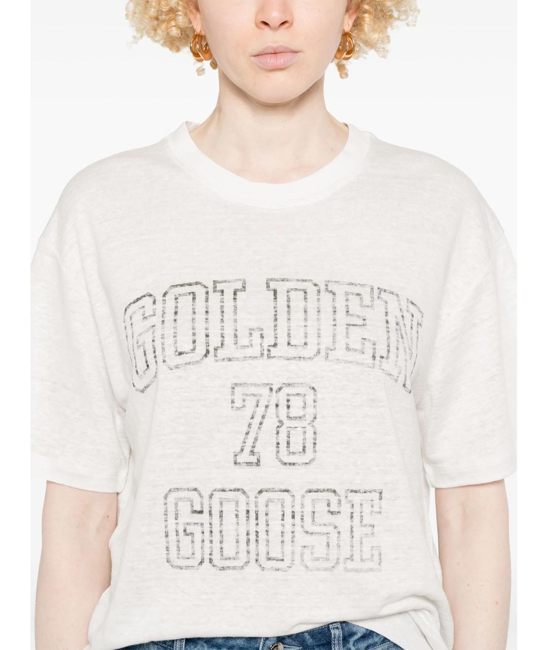 GOLDEN GOOSE DELUXE BRAND Белая хлопковая футболка, фото 5