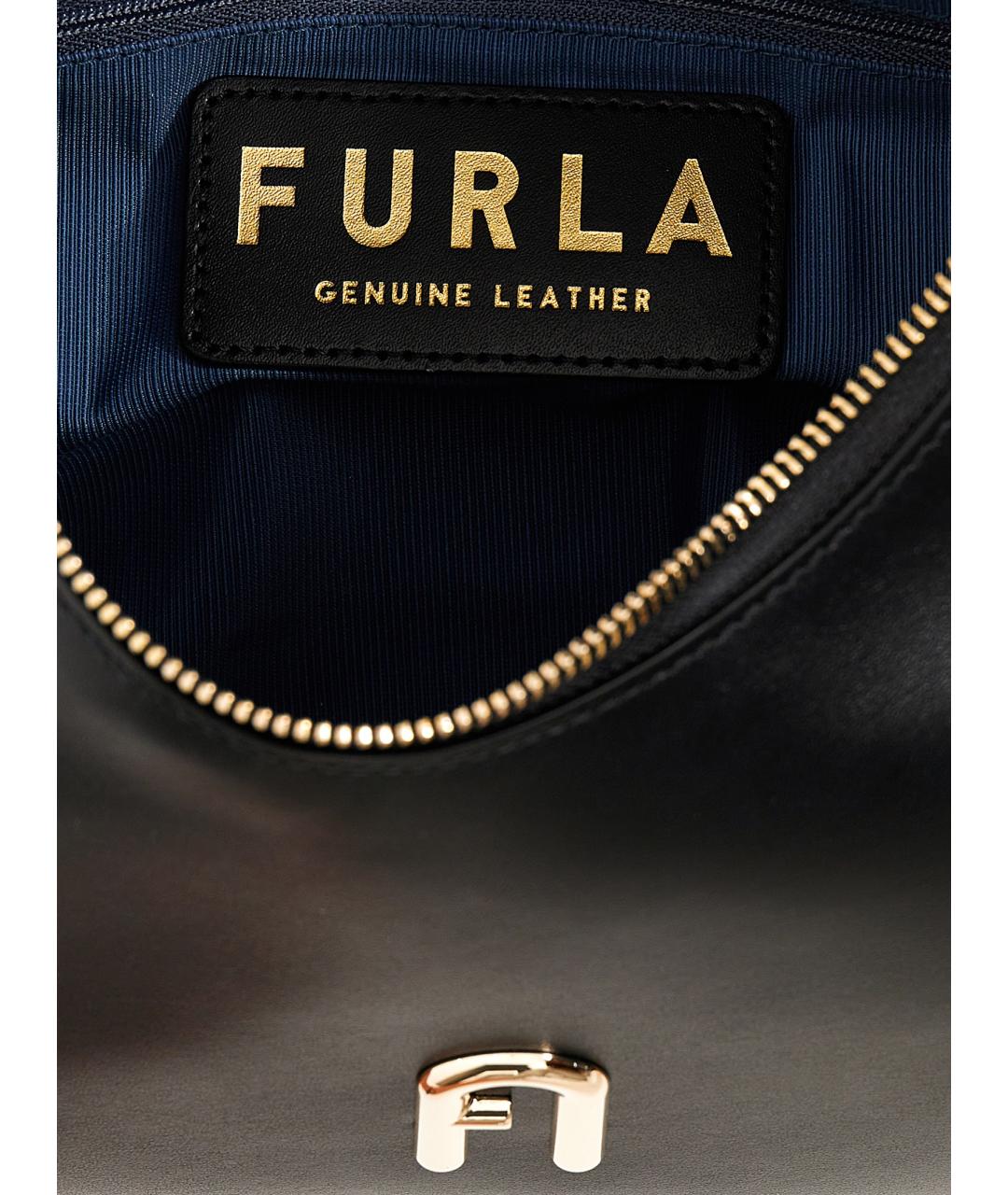 FURLA Черная кожаная сумка через плечо, фото 4