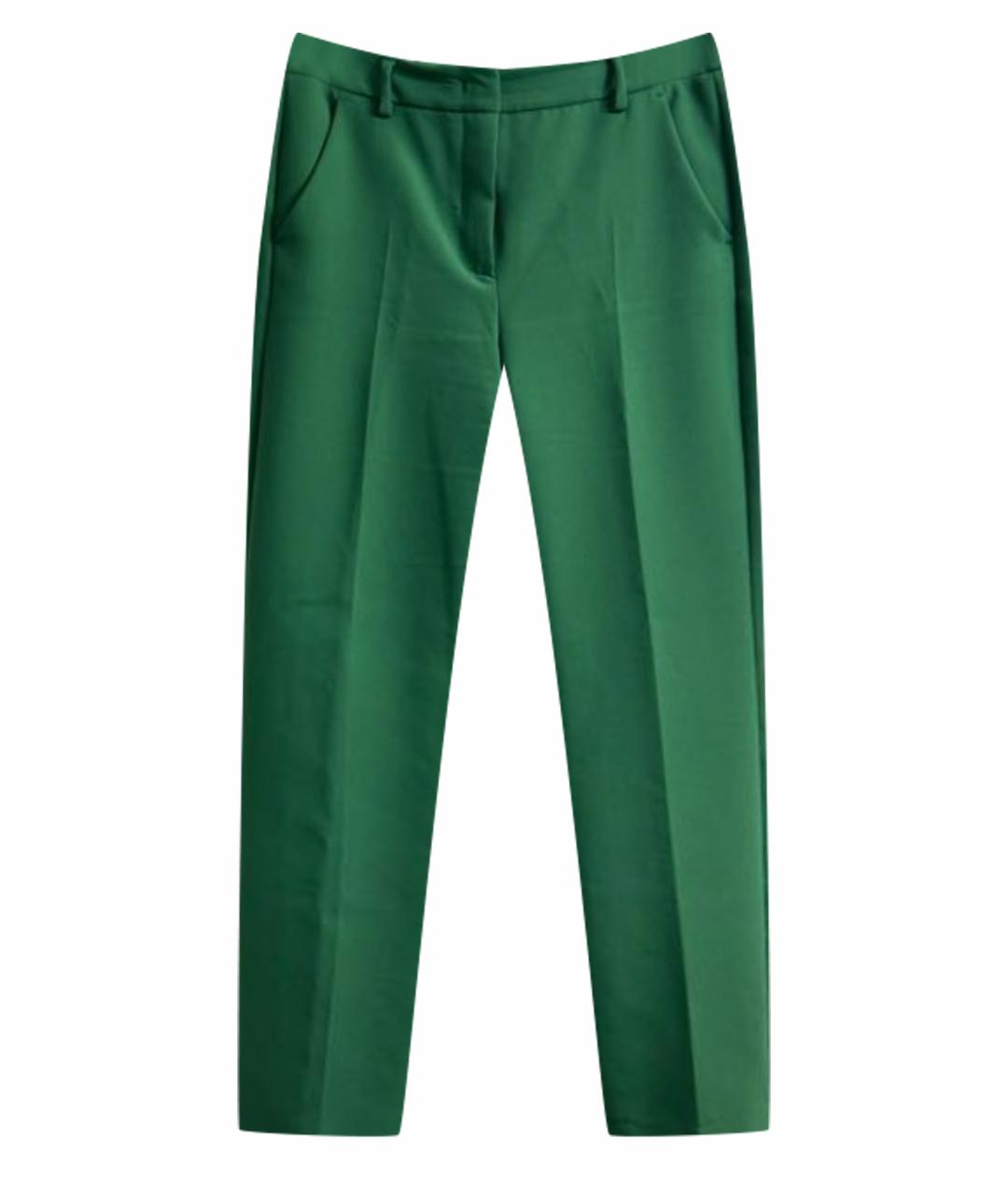 WEEKEND MAX MARA Зеленые хлопко-эластановые прямые брюки, фото 1