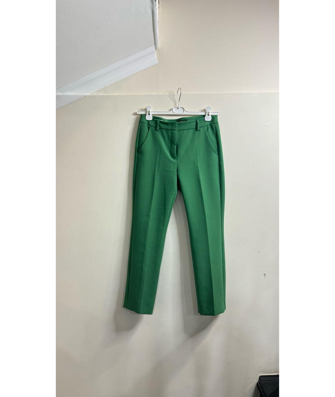 WEEKEND MAX MARA Зеленые хлопко-эластановые прямые брюки, фото 7