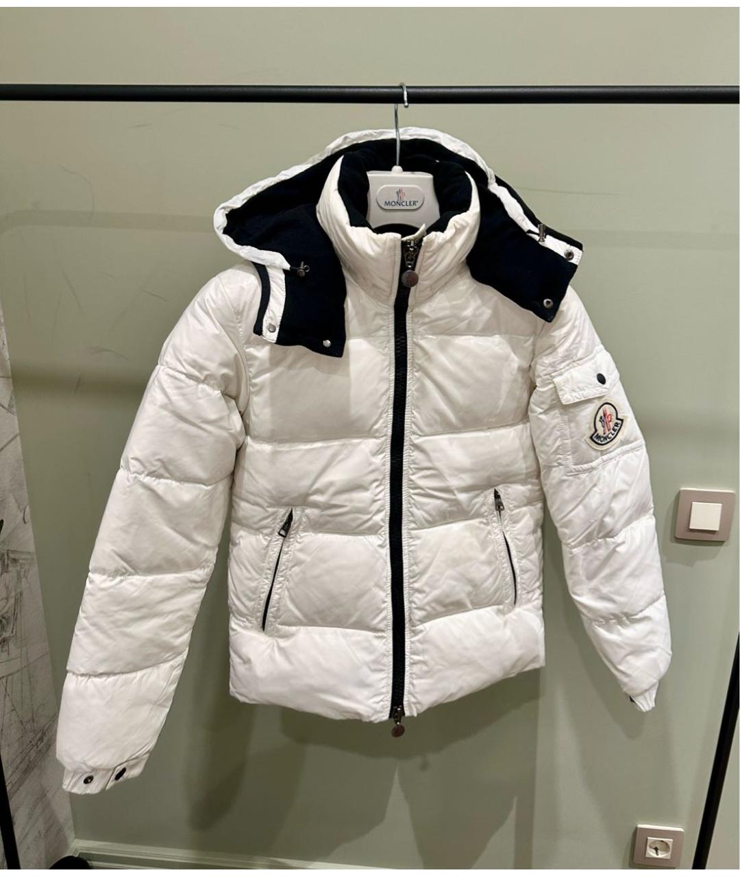 MONCLER Белый полиэстеровый пуховик, фото 8