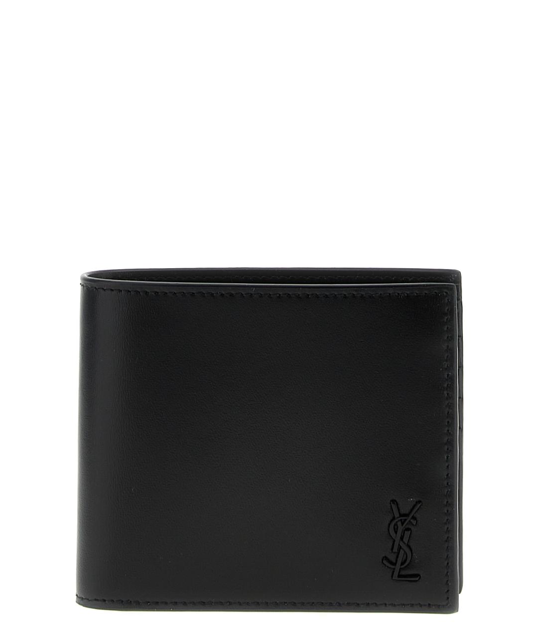 SAINT LAURENT Черный кожаный кошелек, фото 1