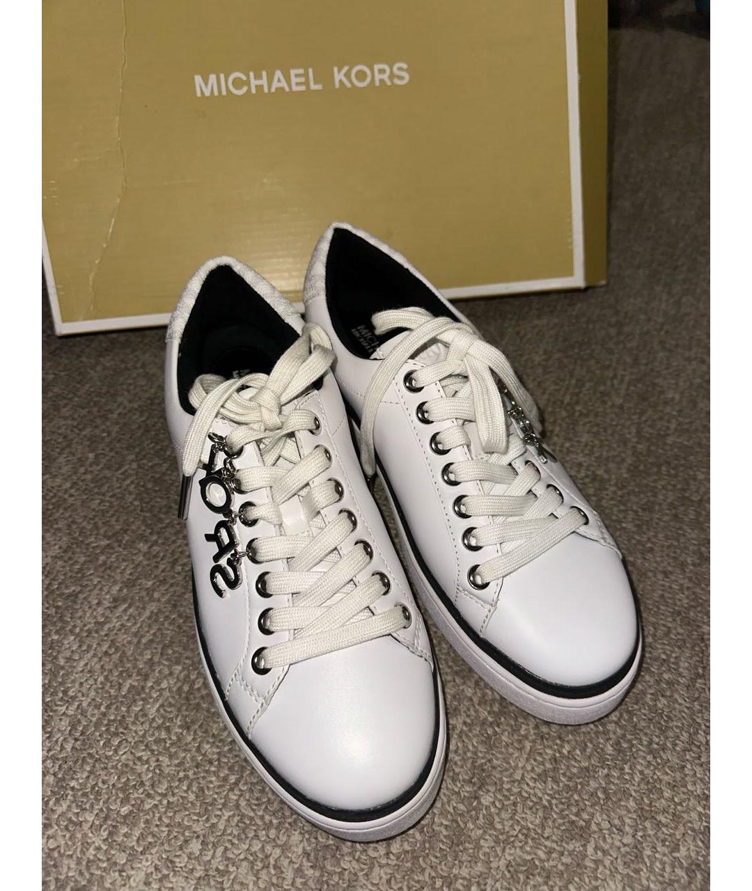 MICHAEL KORS Белые кожаные кеды, фото 2