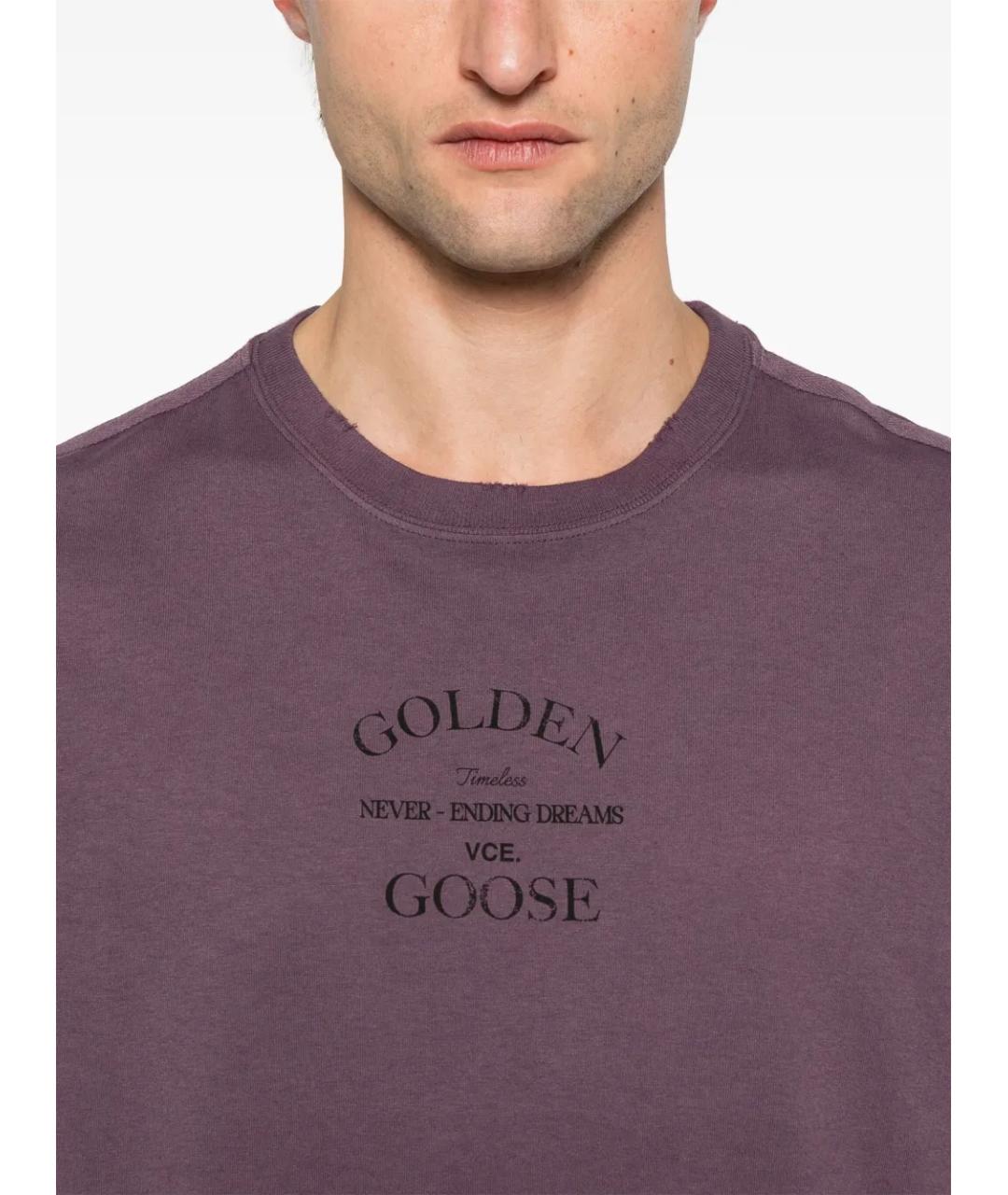 GOLDEN GOOSE DELUXE BRAND Фиолетовая хлопковая футболка, фото 4