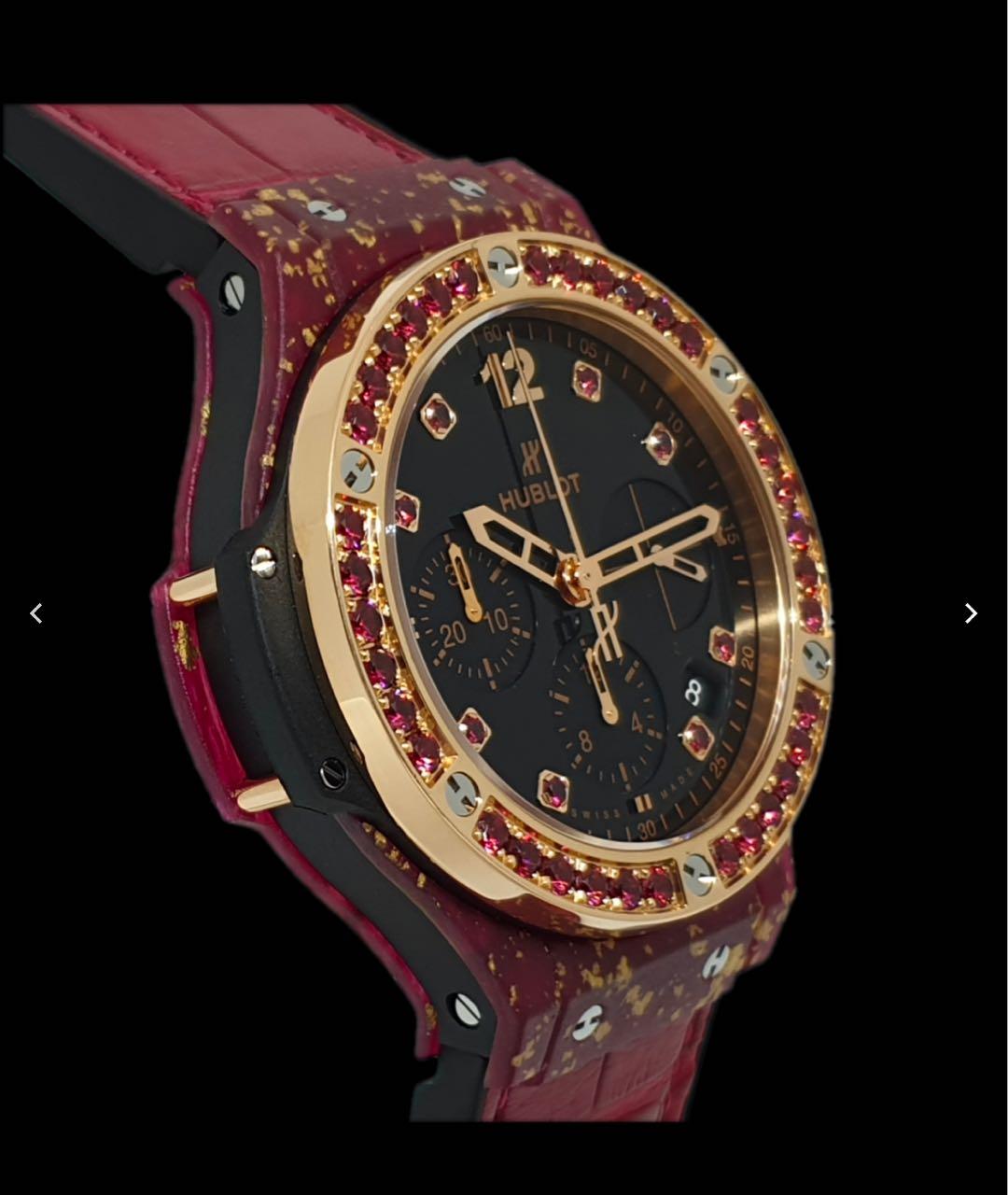 HUBLOT Бордовые часы из розового золота, фото 7