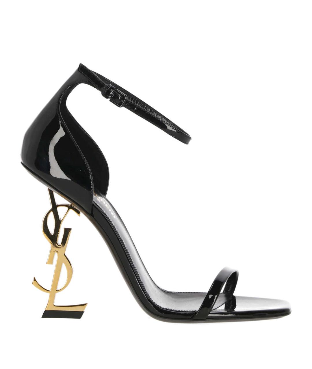SAINT LAURENT Черные кожаные босоножки, фото 1