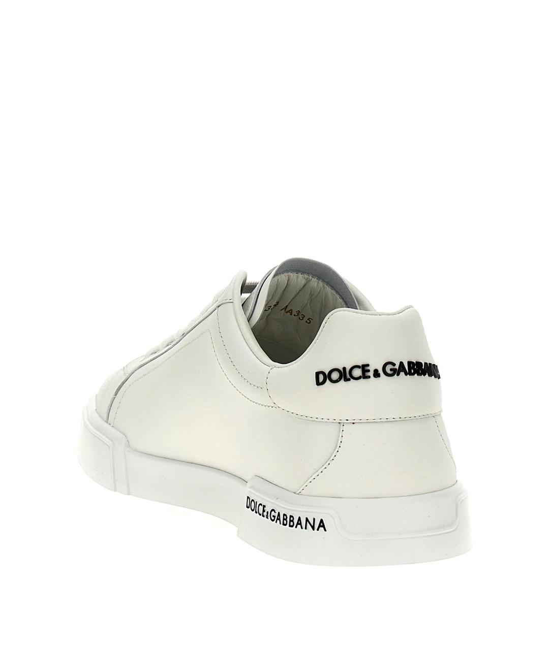 DOLCE&GABBANA Белые кожаные низкие кроссовки / кеды, фото 3