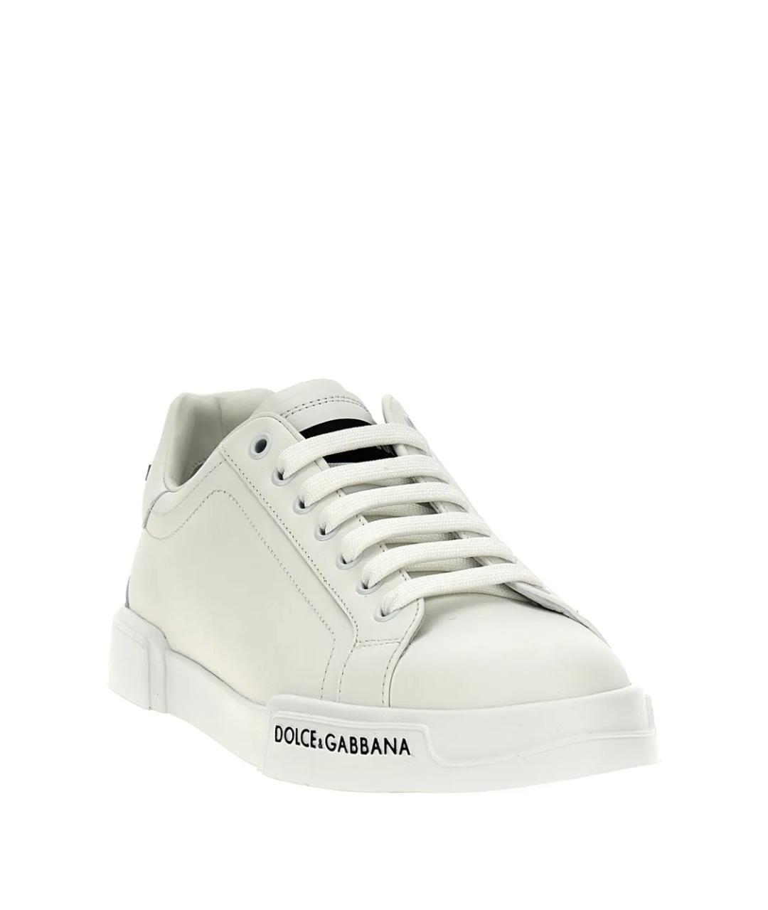 DOLCE&GABBANA Белые кожаные низкие кроссовки / кеды, фото 2