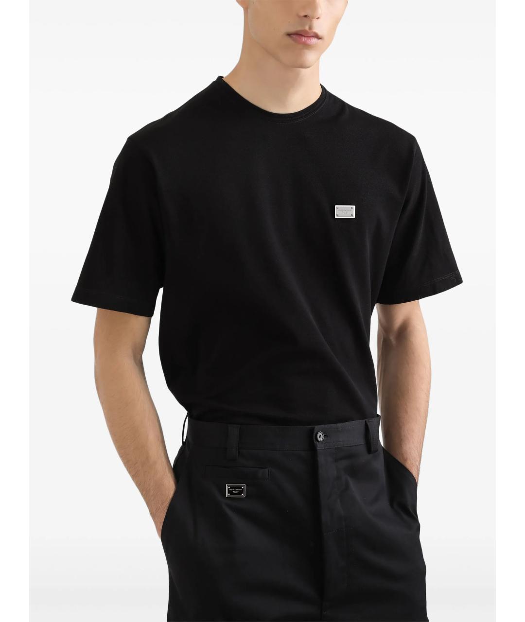 DOLCE&GABBANA Черная хлопковая футболка, фото 4