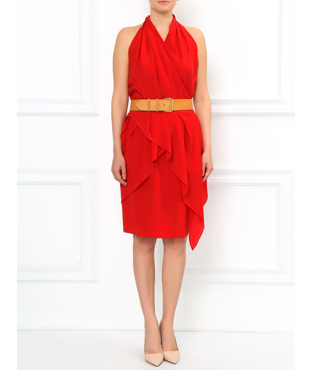 MOSCHINO Красное шелковое коктейльное платье, фото 4