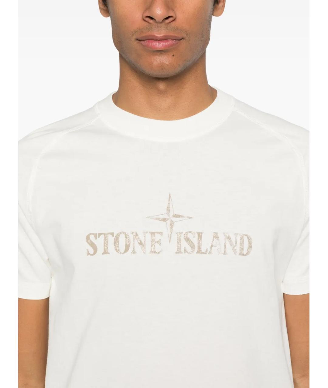 STONE ISLAND Белая хлопковая футболка, фото 4