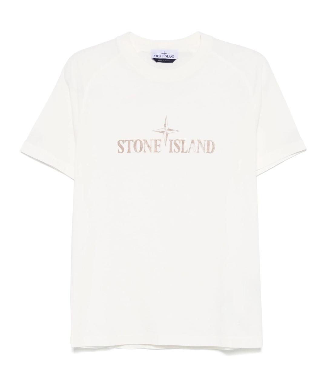 STONE ISLAND Белая хлопковая футболка, фото 1