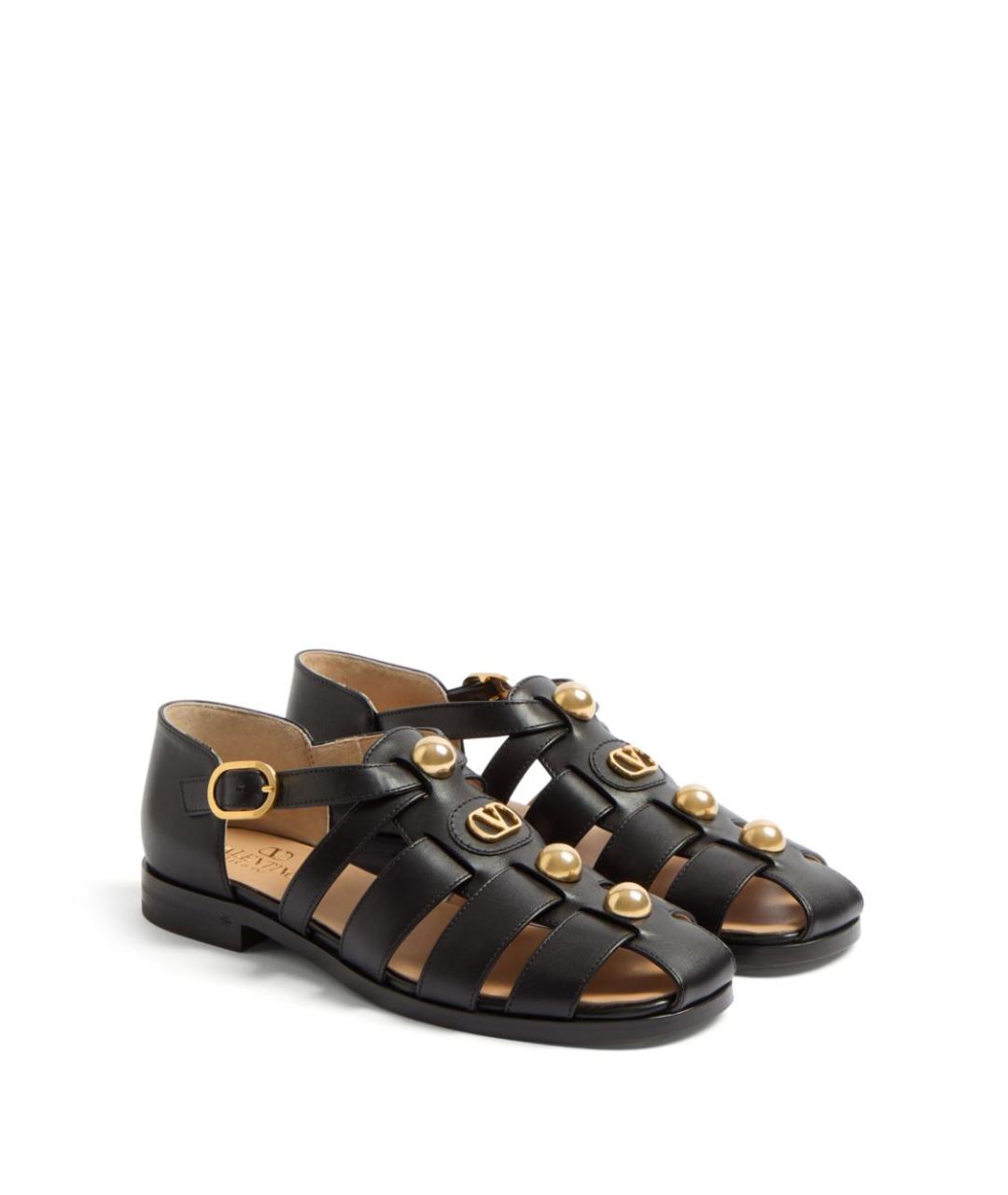 VALENTINO Черные кожаные босоножки, фото 2