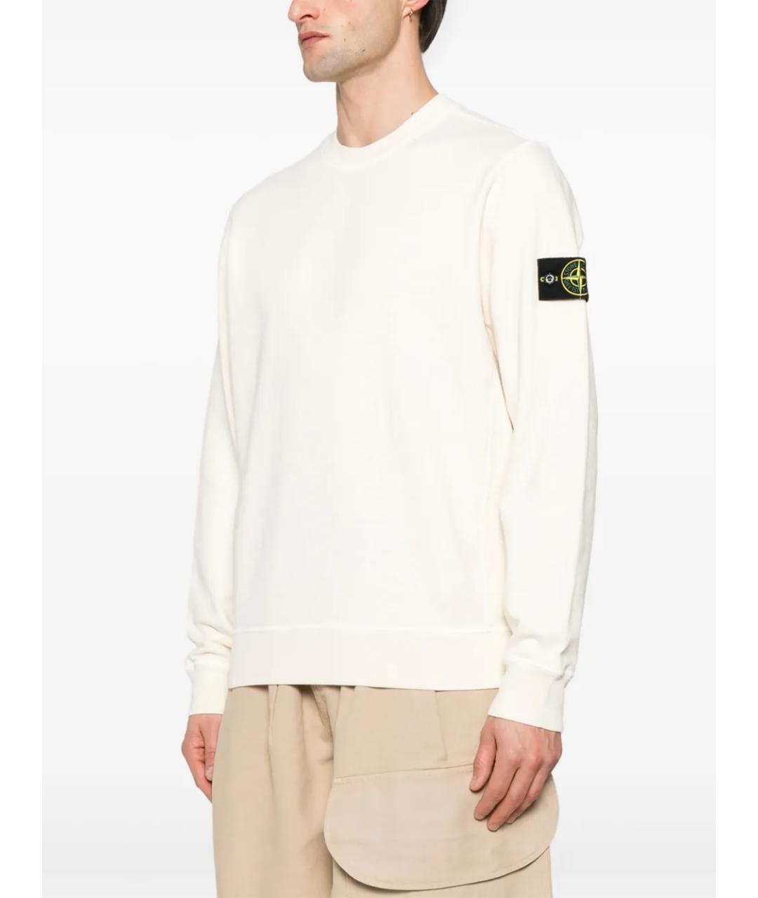 STONE ISLAND Белый хлопковый джемпер / свитер, фото 3