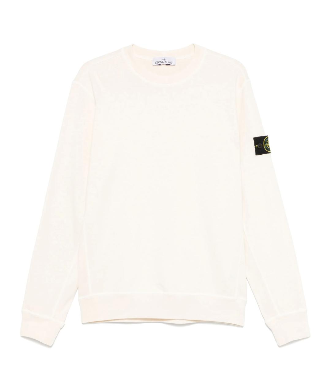 STONE ISLAND Белый хлопковый джемпер / свитер, фото 1