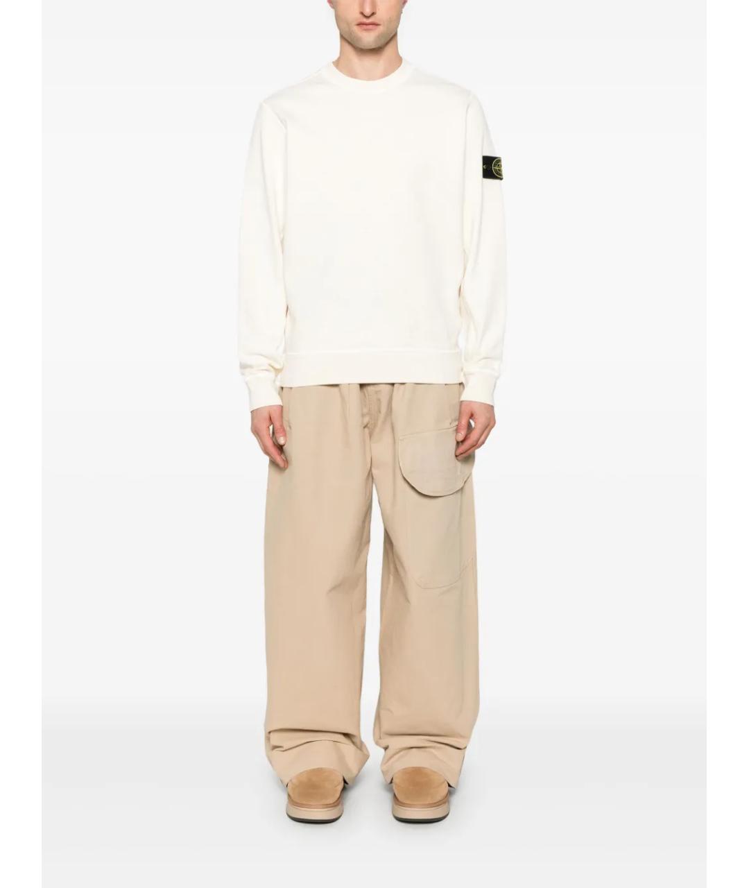 STONE ISLAND Белый хлопковый джемпер / свитер, фото 2