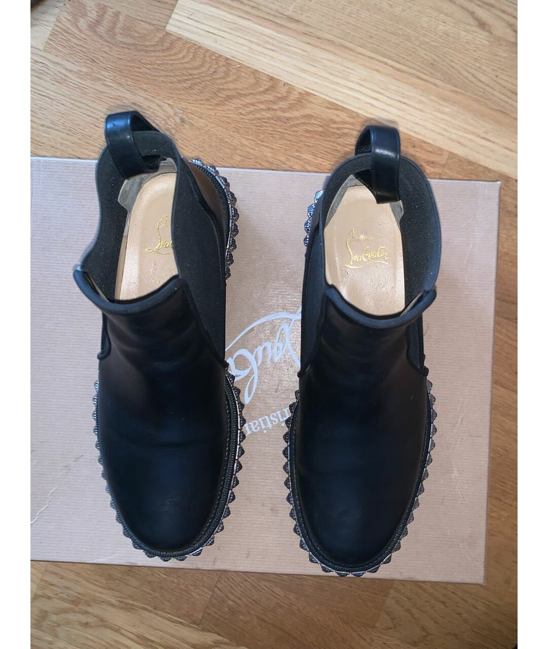 CHRISTIAN LOUBOUTIN Черные кожаные ботинки, фото 3