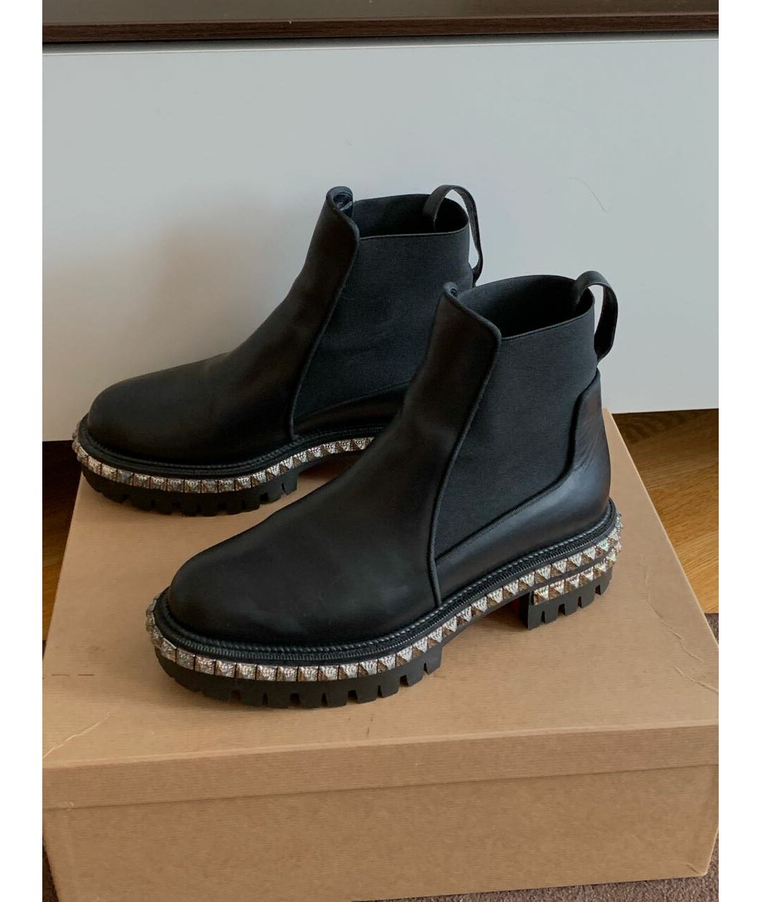 CHRISTIAN LOUBOUTIN Черные кожаные ботинки, фото 5