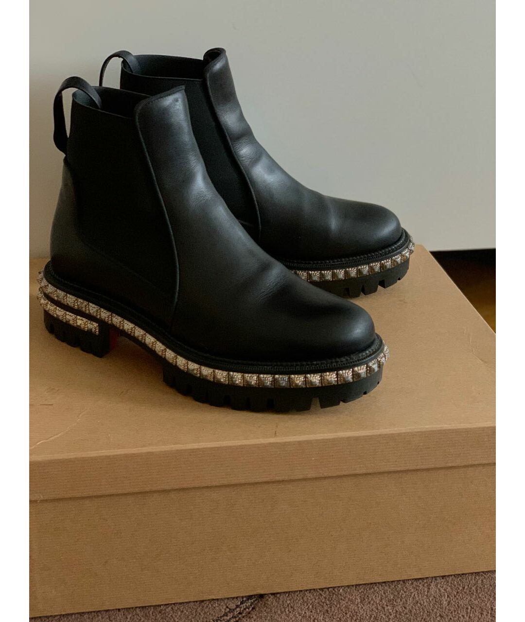 CHRISTIAN LOUBOUTIN Черные кожаные ботинки, фото 8