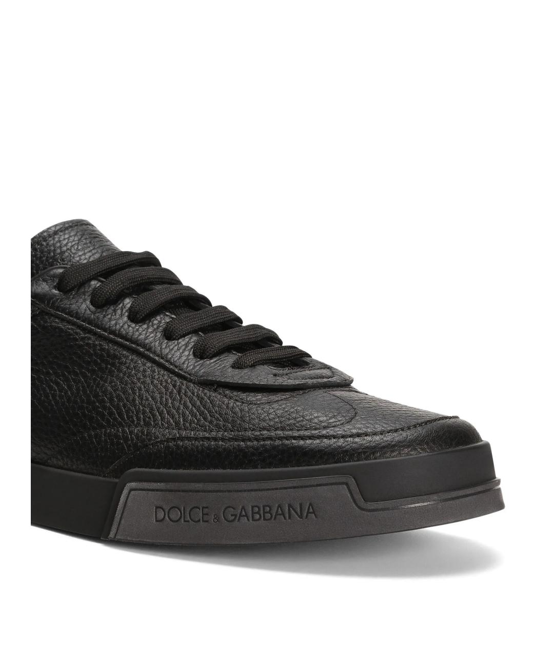DOLCE&GABBANA Черные кожаные низкие кроссовки / кеды, фото 4