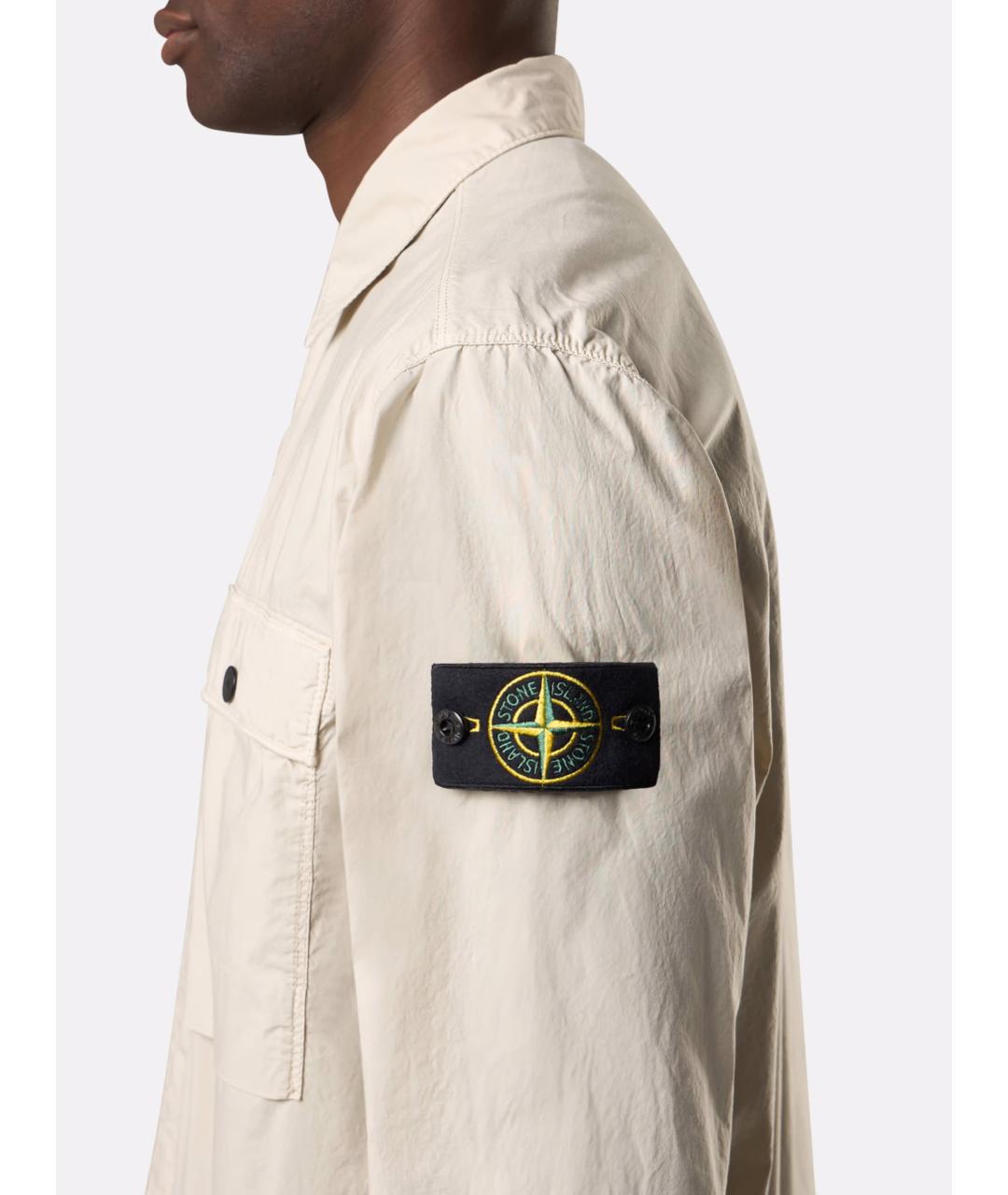 STONE ISLAND Бежевая хлопковая куртка, фото 4