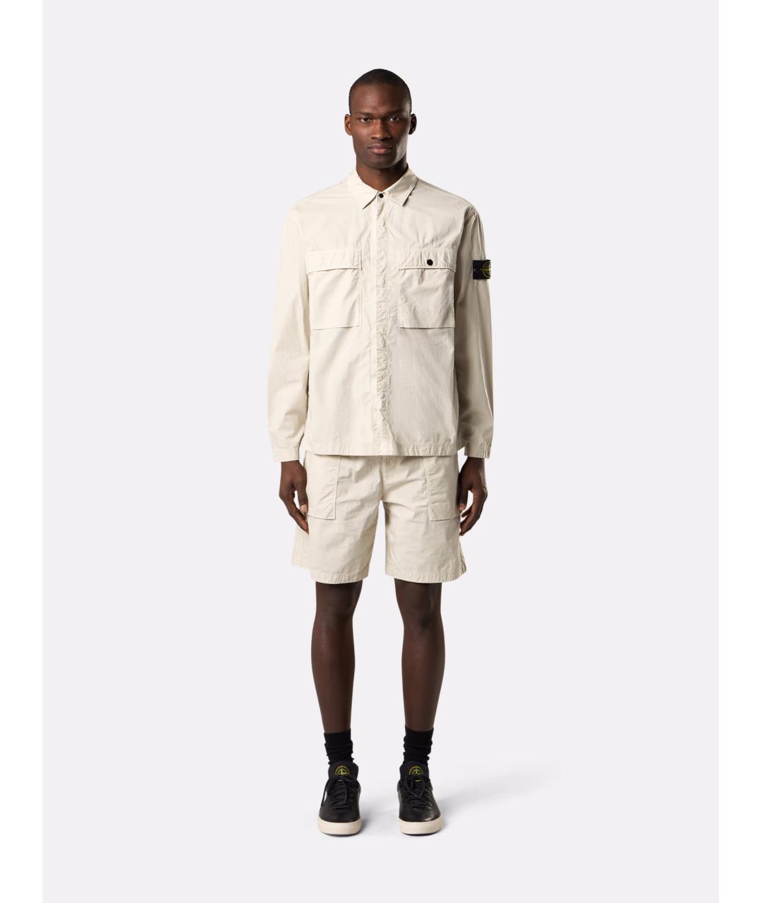 STONE ISLAND Бежевая хлопковая куртка, фото 3